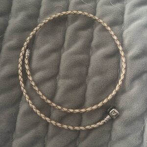 Pandora Leather Bracelet 
Like a cream with brown